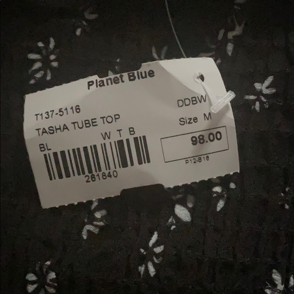 Tasha tube top. Daisy ditzy black white pattern. - Picture 5 of 7